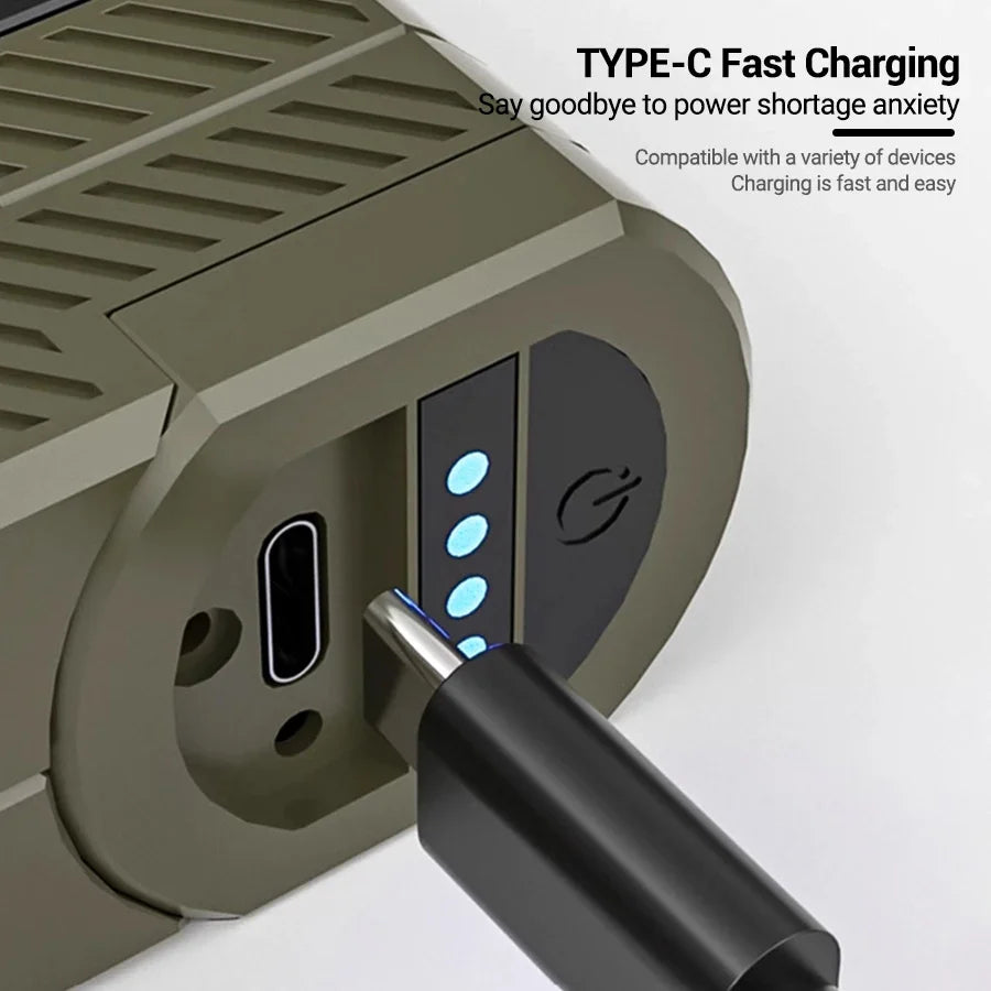 LumiPro | LED-Campinglampe | 2000 Lumen Flutlicht | Solar & USB-C Ladeoptionen