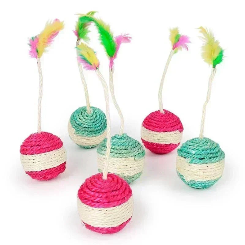 PawSisal | Kratz- & Spielball für Katzen | Natürliches Sisal, Robust & Farbvarianten | Für Krallenpflege & Aktivbeschäftigung