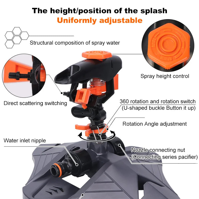 HydroJet Sprinkler | Automatische Rotation | Hydraulisch Betrieben | Einstellbare Sprühfläche
