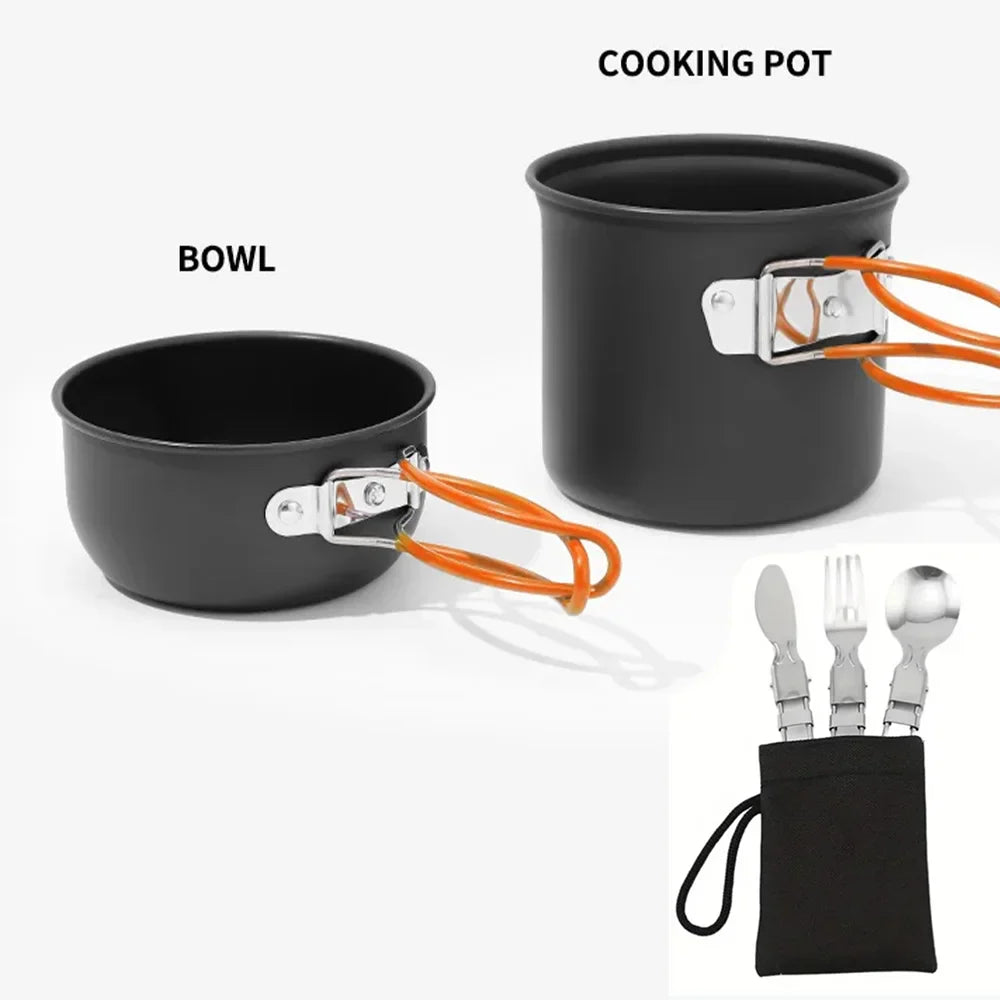 Campurgo Kochset | Kompakt & Hitzebeständig | Für Outdoor & Camping | Inkl. Deckel & Beutel