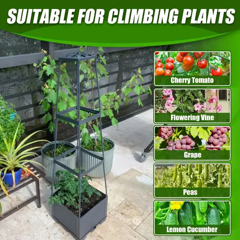 GardenPro VertiGrow Tower | Vertikales Hochbeet mit Rankhilfe | Für Gemüse & Kletterpflanzen | Mit Wasserreservoir