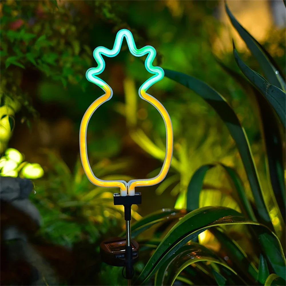 NeonBlitz | Solar Gartenleuchten | Cactus & Flamingo Design | Wetterfest & Automatisch