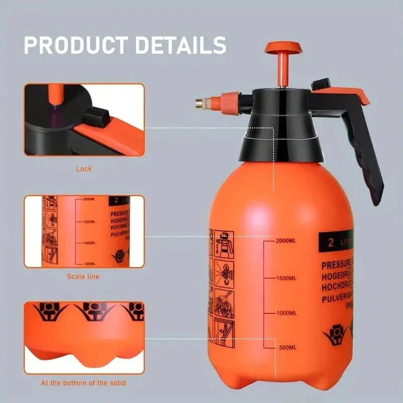 GreenMist Drucksprühflasche | 2 L Volumen | Verstellbare Düse | Handpumpe für Garten & Zimmerpflanzen