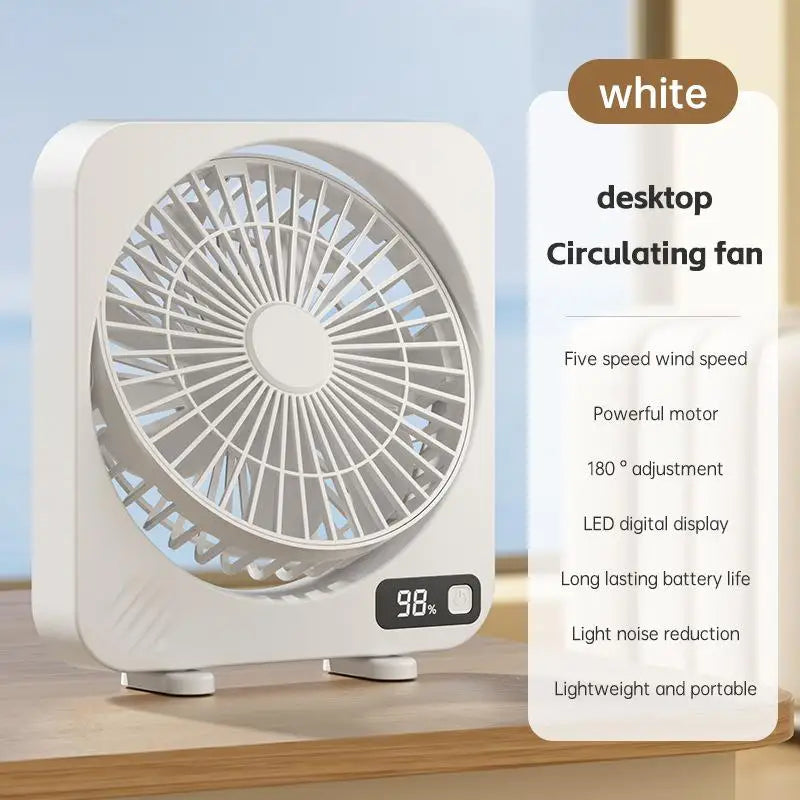 AeroCool Tischventilator | 5 Geschwindigkeitsstufen | Flüsterleise & Kompakt | USB-Aufladung