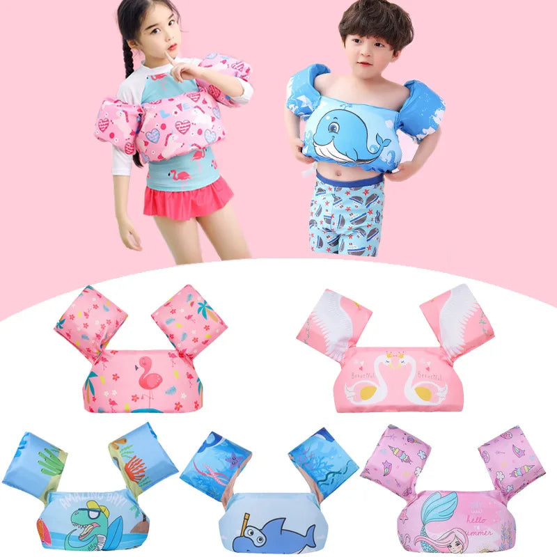 Aquabini Kinder Schwimmhilfe | Schwimmweste mit Armflügeln | Verstellbar & Sicher | Buntes Design