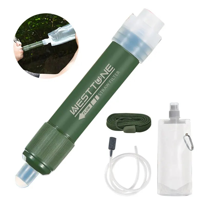 PUREFLUX Outdoor-Trinkhalm-Set | 3-Stufen Filtration | Kompakt & Leicht | Bis zu 4000L Kapazität