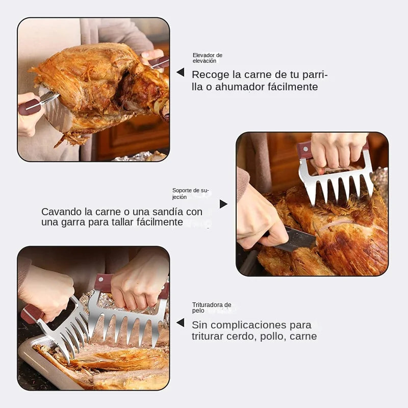 GrillMaster Pro Fleischkrallen | Edelstahl | Ergonomischer Holzgriff