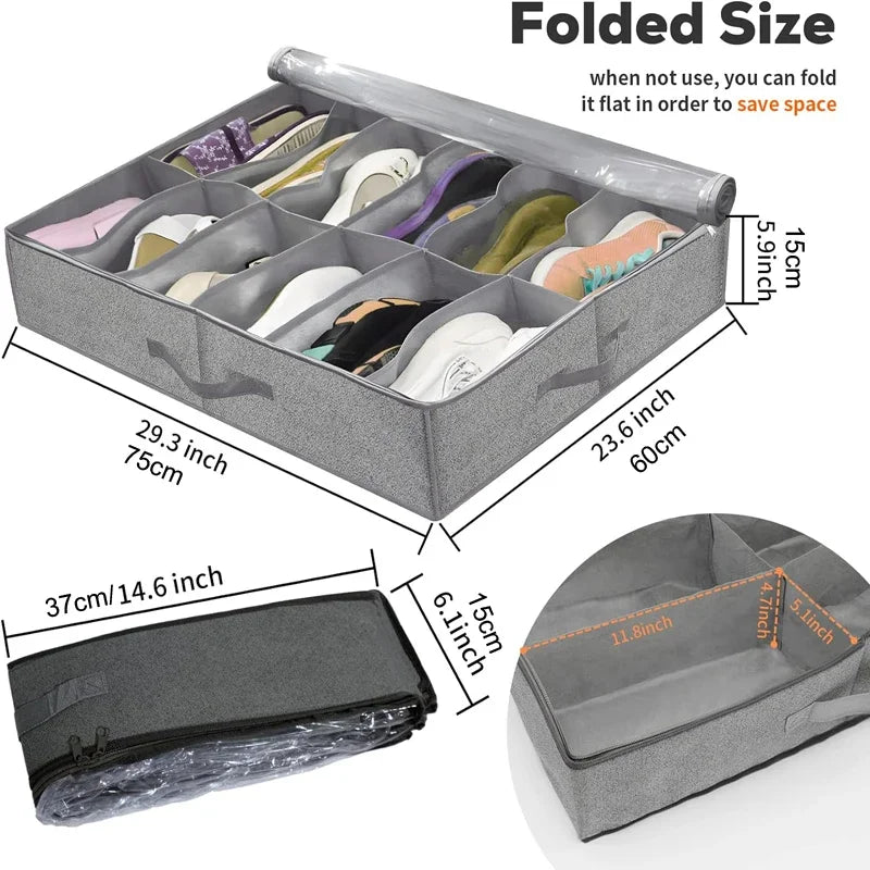 Subvento Unterbett Organizer | Faltbar & Staubfrei | Mit Sichtfenster & Griffen | Hellgrau  html Copy Edit