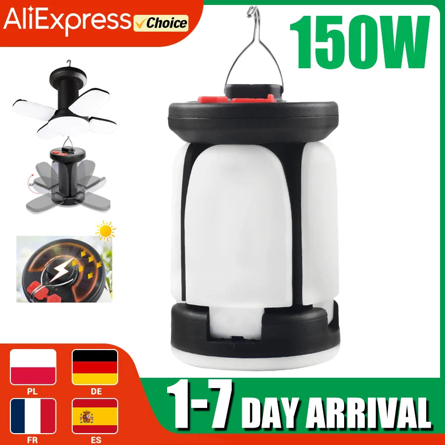 SOLARIGHT Solar Campinglampe | 6 Leuchtmodi | Powerbank Funktion | USB & Solar-Ladung