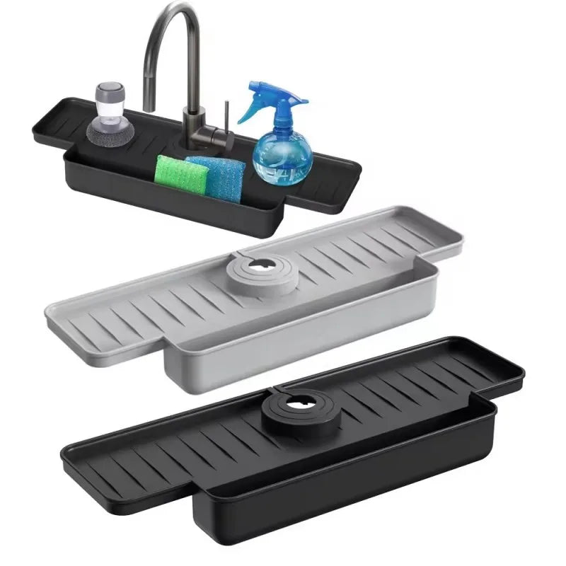 AquaDrift | Silikon-Ablagematte mit Schrägablauf | Trocknet Schwämme & Seife hygienisch | Für Küche & Waschbecken