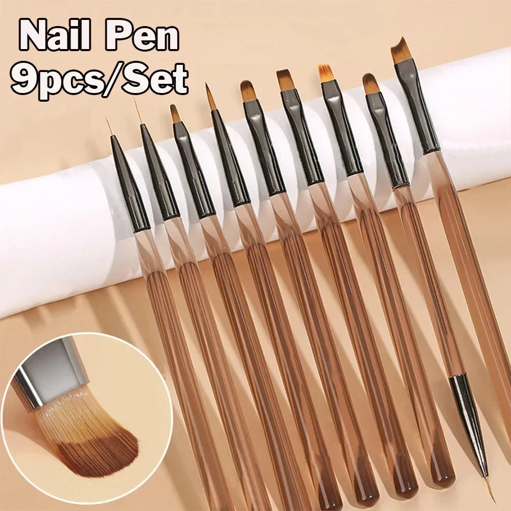 NailMaster | 9-teiliges Nail Art Pinsel-Set | Ultra-feine Nylonspitzen | Für Profis & Fortgeschrittene