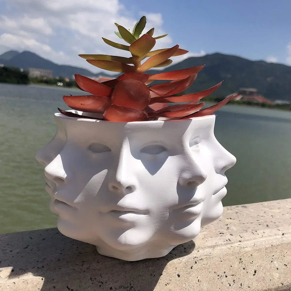 Faceflora 3D Blumentopf | Stilvolles Pflanzgefäß in Skulptur-Optik | Modern & Ausdrucksstark | Für Zimmerpflanzen & Deko