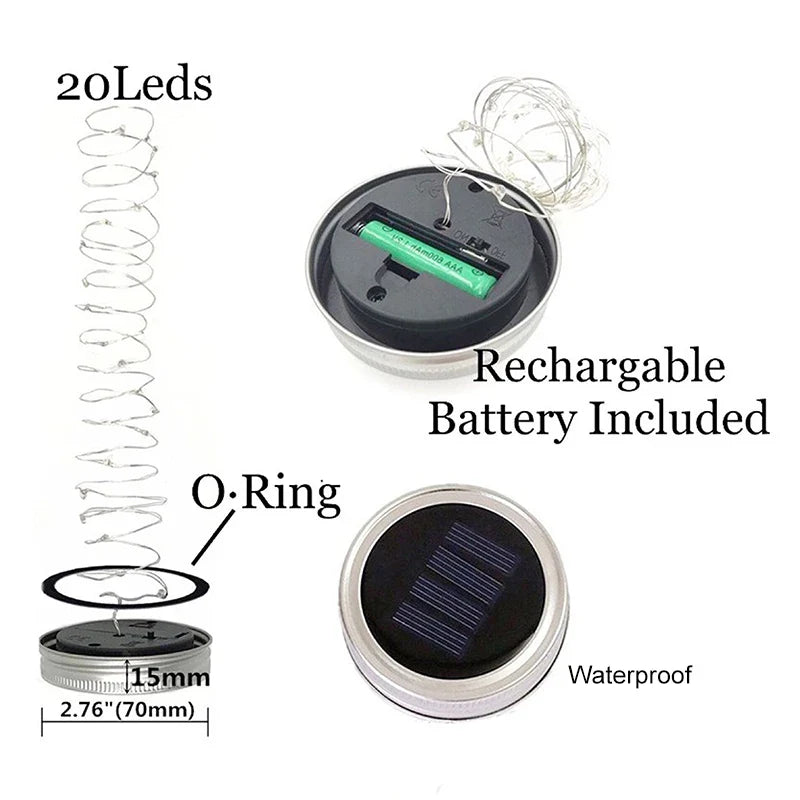 GlowJar Solar Deckellichter | Solarbetrieben | Warmweiße LED Lichterkette | Für Garten & Balkon