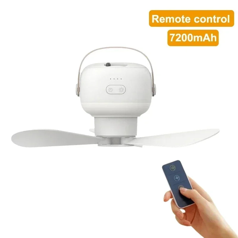 Aeroluva AirGlow | Tragbarer Deckenventilator | Mit LED & Fernbedienung | Für Camping & Zuhause