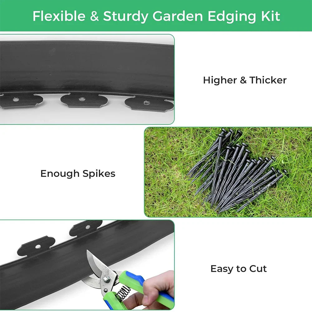 EdgeGuard | Rasenkanten-Set | Flexible Einfassung | Robuster PE-Kunststoff