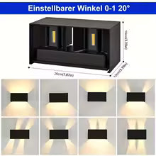 GlowEdge | LED-Wandleuchte | Verstellbarer Lichtkegel | Wetterfest & Energieeffizient
