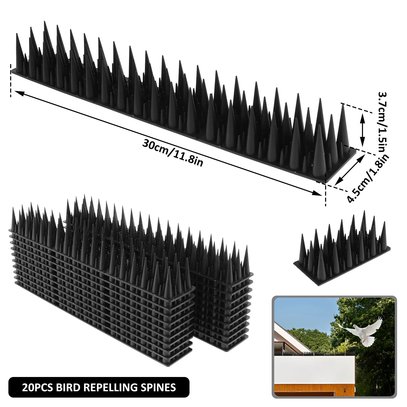 BirdGuard Spikes | Humane Bird Repellent | Flexible and Adjustable | Safe for All Birds