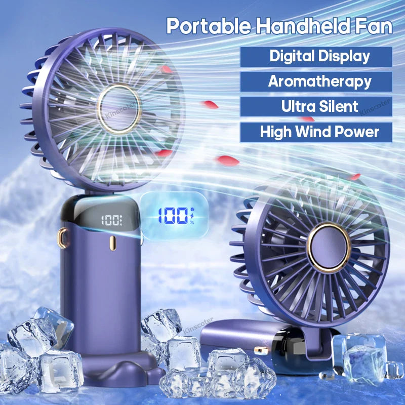 Airlio BreezeFlex | Mini-Ventilator 3-in-1 | Powerbank & LED-Display | 5 Windstufen | Tragbar & Verstellbar