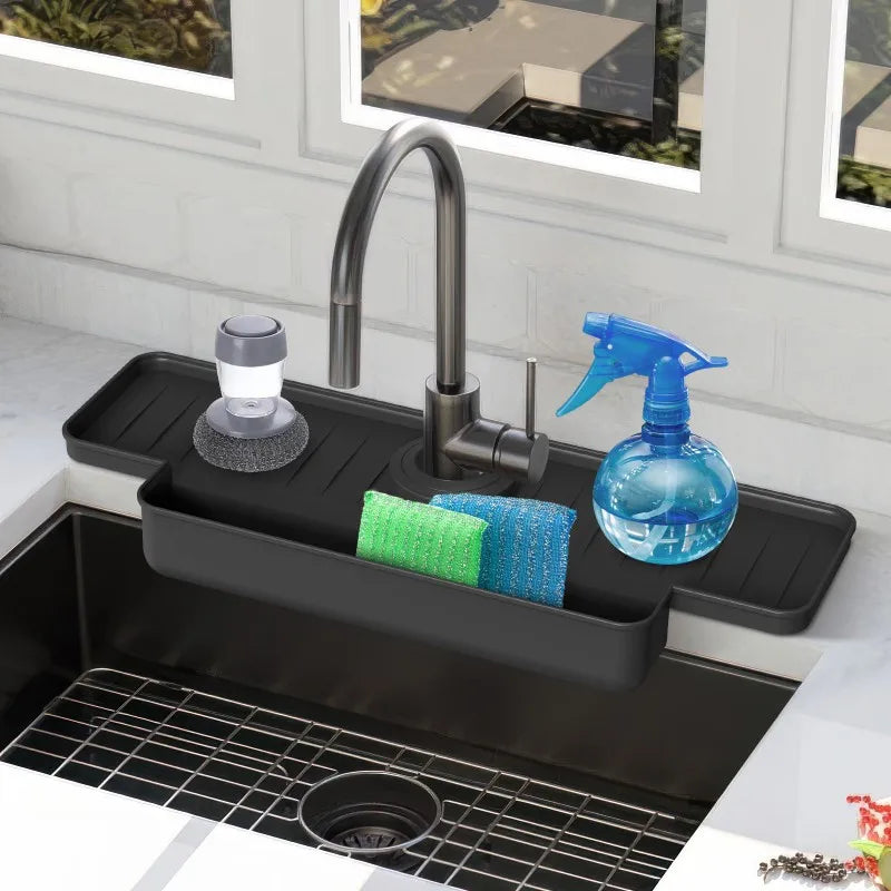 AquaDrift | Silikon-Ablagematte mit Schrägablauf | Trocknet Schwämme & Seife hygienisch | Für Küche & Waschbecken