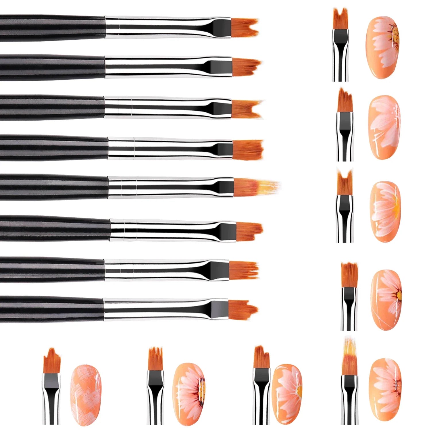 Nailina ArtBrush Set | 8-teiliges Pinselset | Für Feine Nail Art & Gel-Designs | Ergonomische Holzgriffe