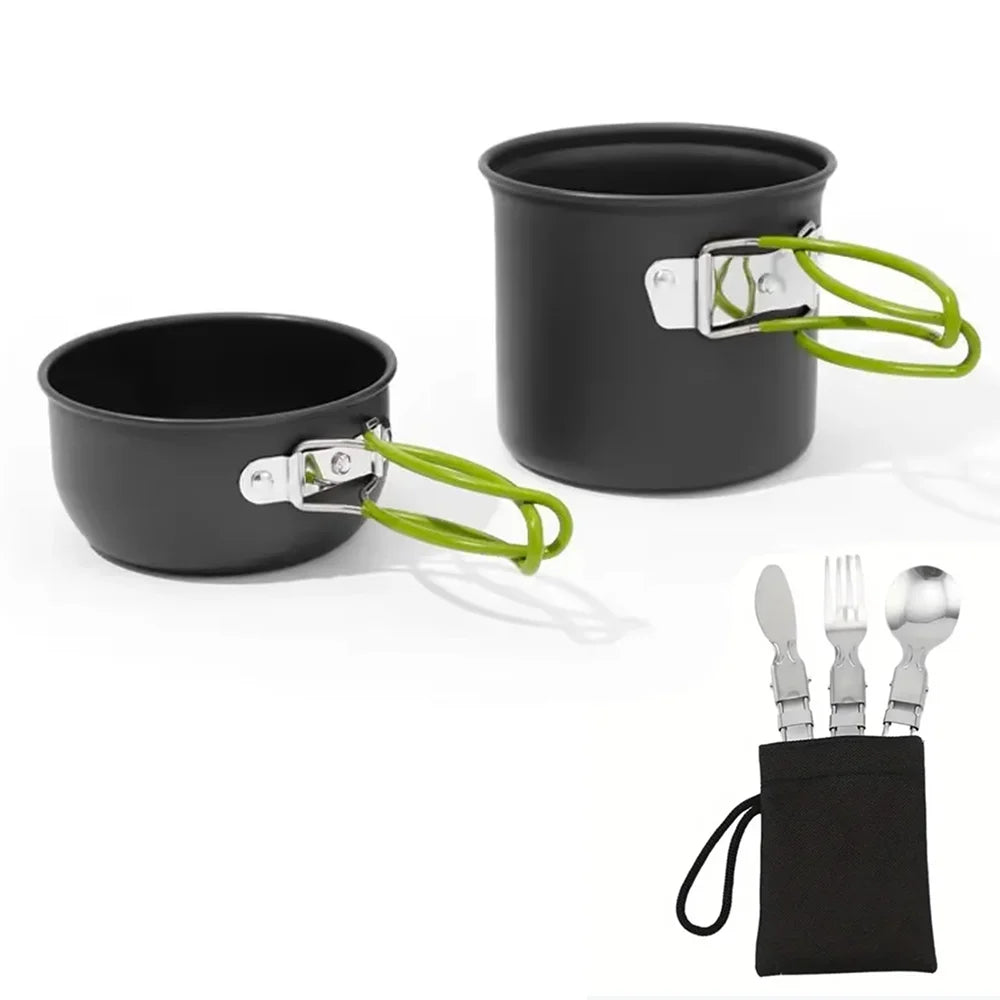 Campurgo Kochset | Kompakt & Hitzebeständig | Für Outdoor & Camping | Inkl. Deckel & Beutel