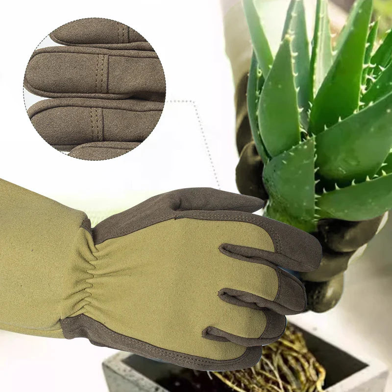 GardenGuard Dornenhandschuhe | Atmungsaktiv & Robustes Mikrofaserleder | Für Gärtnerinnen