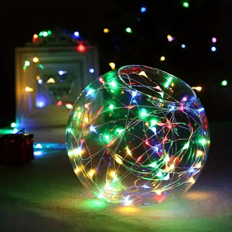 LumiWeave LED Lichterketten | Flexibler Silberdraht | Warmweiß | Batteriebetrieben | 10er-Set