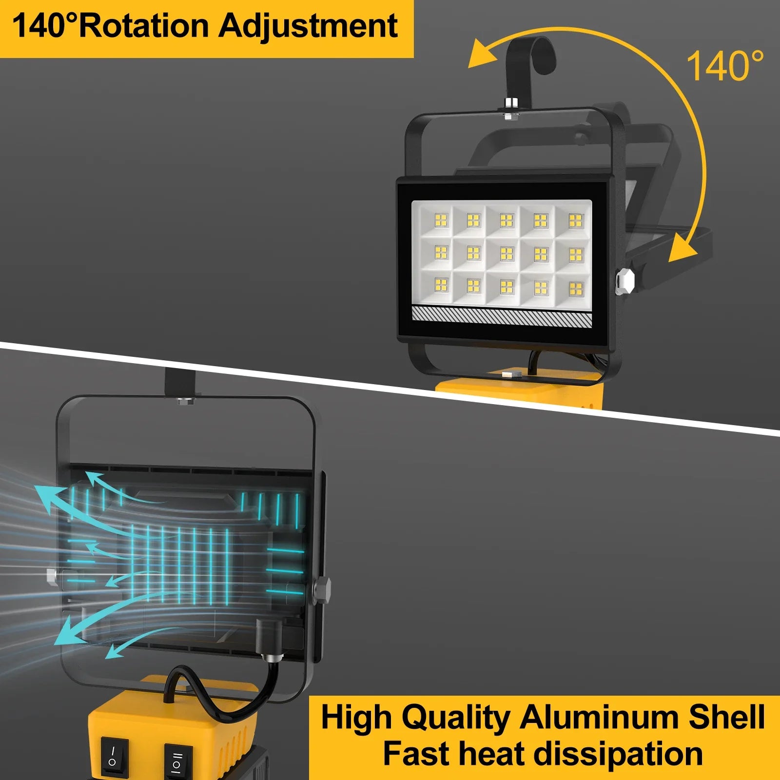 LumaWork | LED Arbeitsleuchte | 60W | 6000 Lumen | USB & Type-C Ladeanschluss