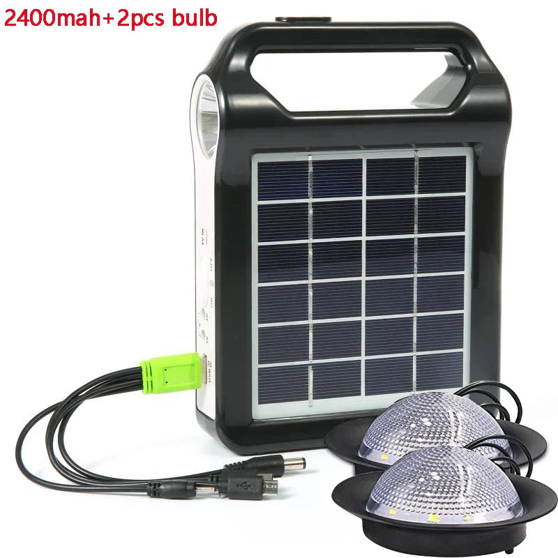 SolixCamp Set | Tragbares Solarstrom-Kit Mit LED & USB | 2400 mAh Akku | Für Camping & Outdoor