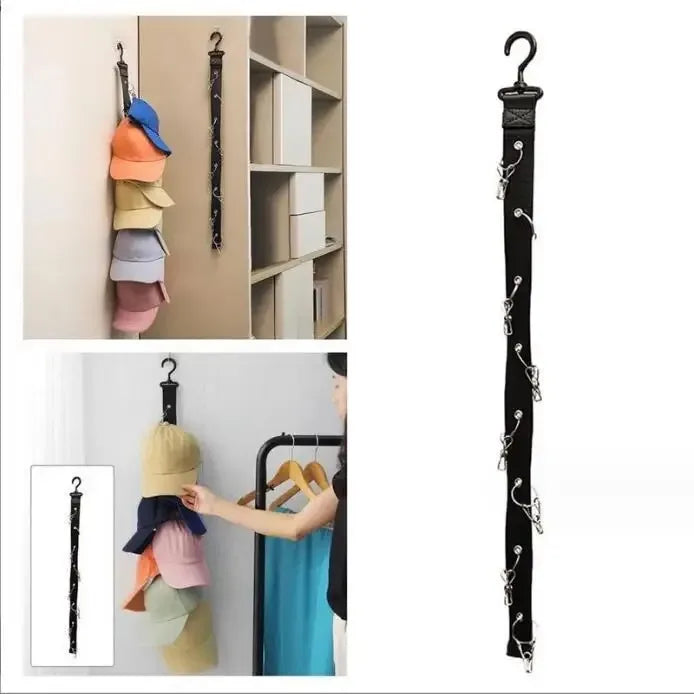 HutBuddy Hut-Organizer | Platzwunder Für Hüte & Caps | Robustes Stoffband | Schwarz