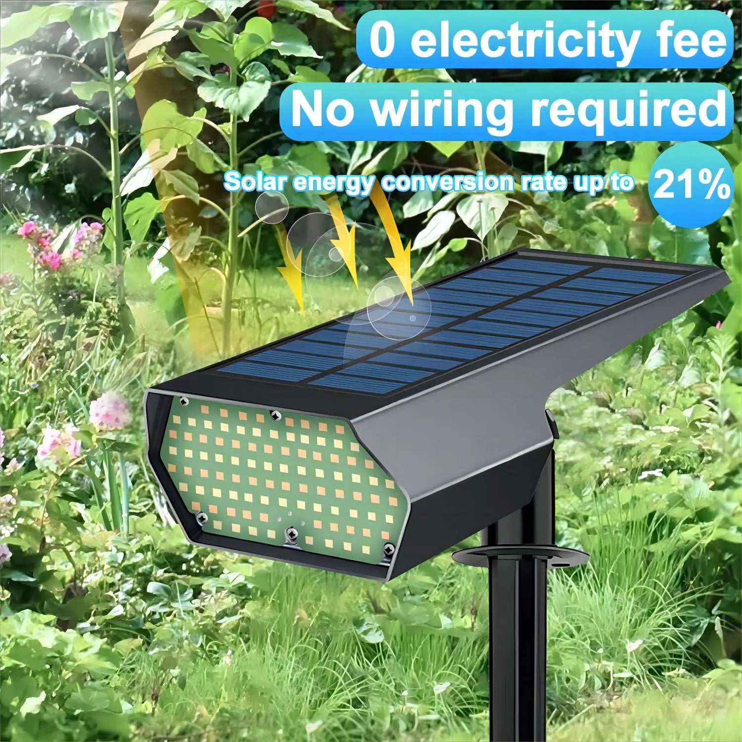 Solastra Gartenstrahler | 92 LEDs mit 2 Lichtfarben | IP65 Solarbetrieben | Für Rasen, Weg & Beet