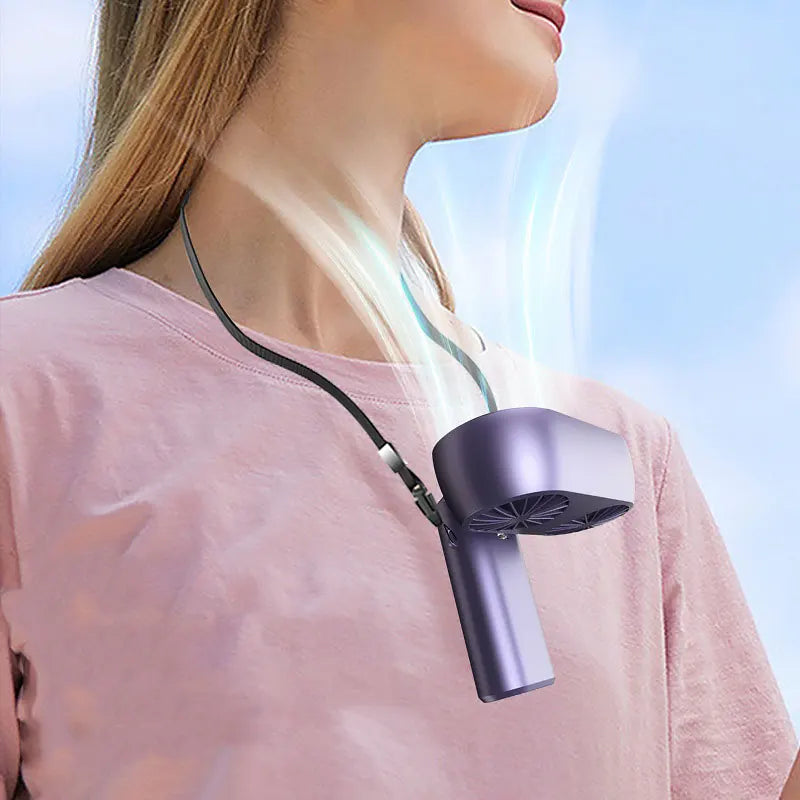 AeroChill Duo | Tragbarer Handventilator | Doppelturbinen-Power & 5 Stufen | Faltbar & USB-Aufladung