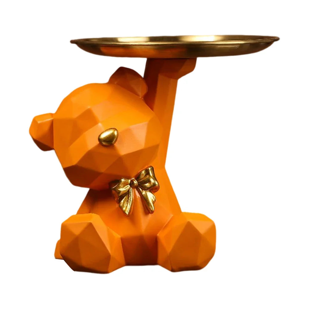 Moduro GridBear | Dekofigur Mit Schale | Geometrisches Design | Schlüsselablage Für Flur & Tisch | Geschenkidee Modern