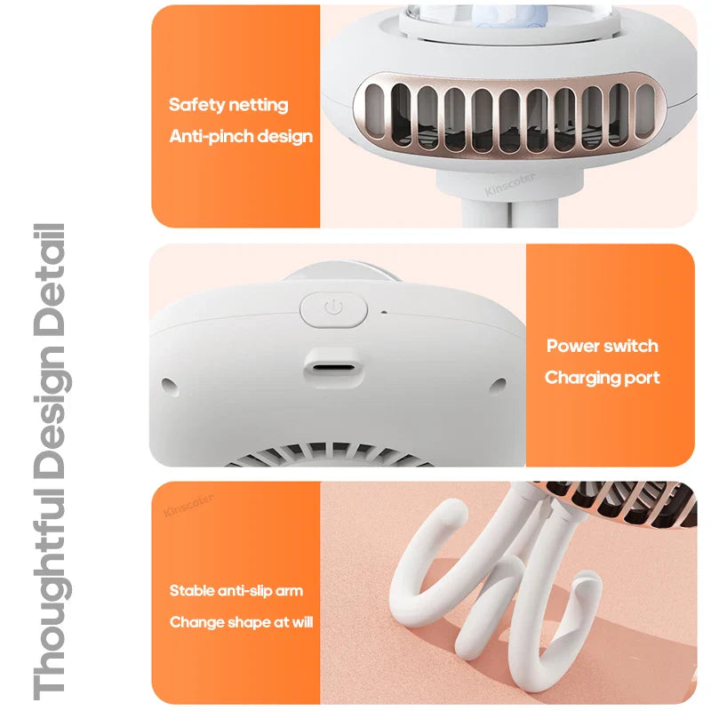 BreezeFlex USB Ventilator | Kompakt & Faltbar | 2000mAh Akku & 4 Windstufen