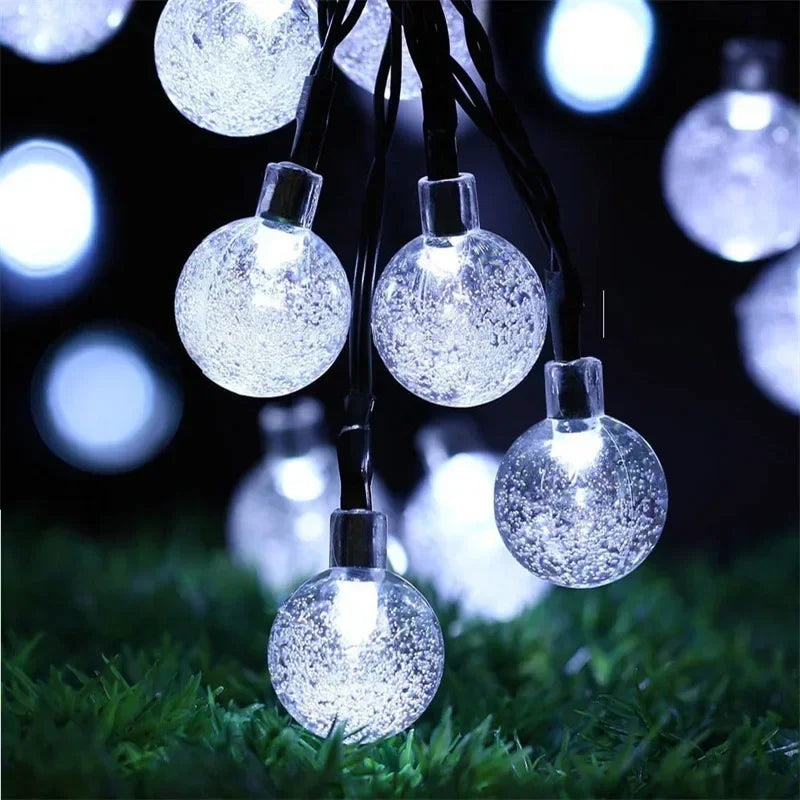 LumaGlow Solar Lichterkette | Kristallkugeln mit 8 Modi | Für Garten & Terrasse