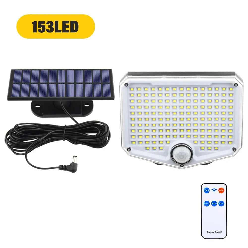 SunBright 153 | Solarbetriebene Außenleuchte | Bewegungssensor & Wetterfest | 153 LEDs