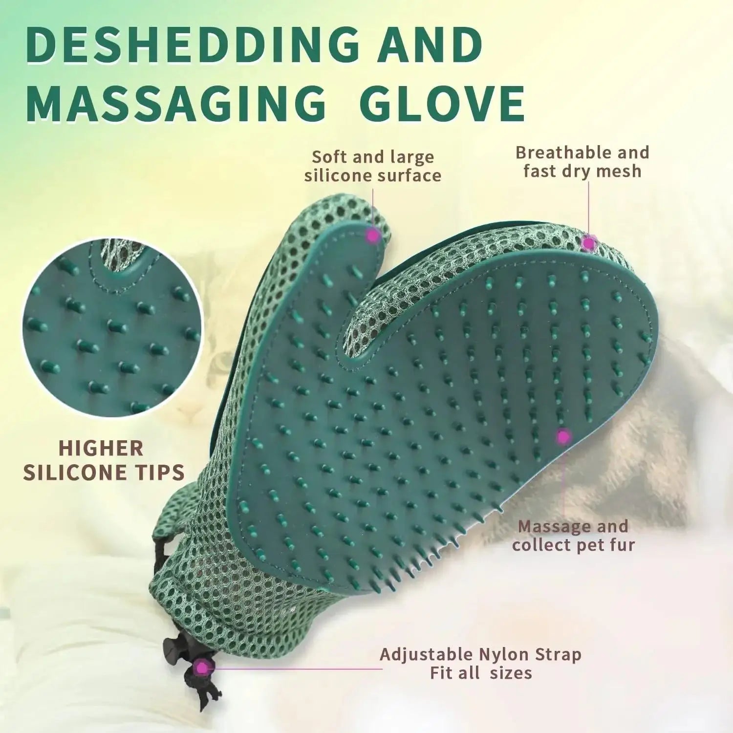 Groomio | Pflegehandschuh 2-in-1 | Silikon-Noppen & waschbar | Katzen, Hunde & Möbel