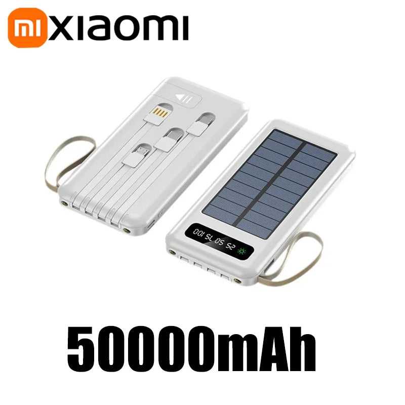 PowerPulse SolarMax | 50.000 mAh | Solarbetrieb & Schnellladung | Multikabel & LED-Licht