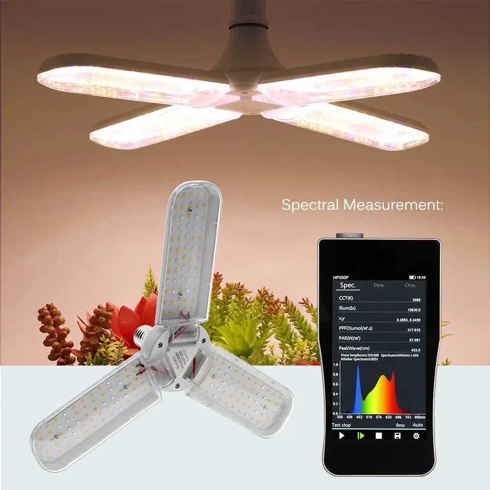 Floriva Pflanzenlampe | Faltbares Flügeldesign | Vollspektrum LED | 24W 36W 48W | E27 Sockel