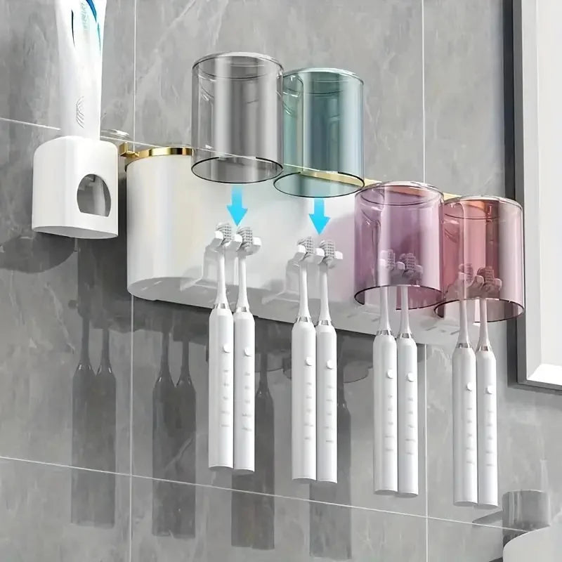 PureBrill WallSet | Zahnputzstation Mit Spender | Ohne Bohren | Für Familien & Paare