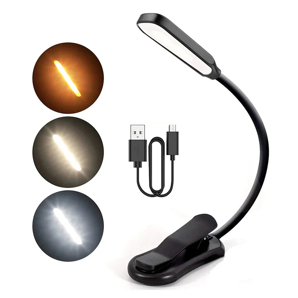Readiva LED Leselampe | Flexibel & USB-Akku | 9 Lichtmodi & Clip | Warm- bis Kaltweiß