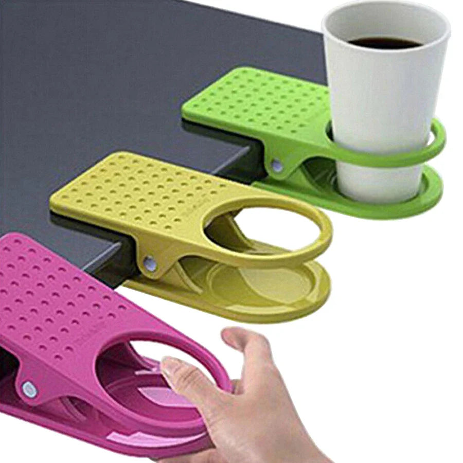 DeskGrip Holder | Tisch-Getränkehalter mit Clip | Platzsparend & Sicher | ABS Kunststoff