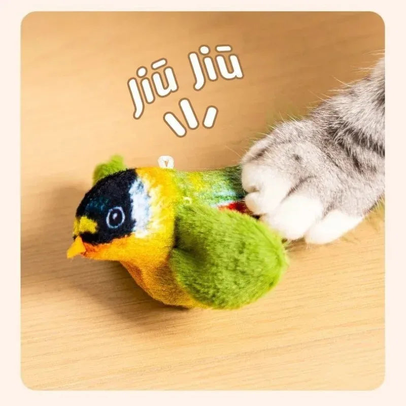MeowJoy Katzenspielzeug | Realistische Vogelgeräusche | Interaktives Spielzeug | Fördert Bewegung & Intelligenz | Hochwertiger Plüsch