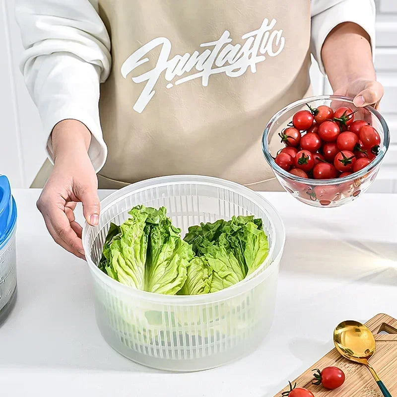 LeafPro DrySpin | Salatschleuder mit Drehmechanik | BPA-frei & rutschfest | Integriertes Sieb & Servierschüssel | Für Salat, Kräuter & Beeren