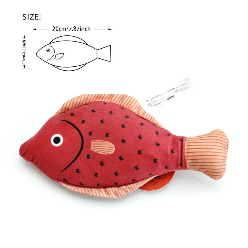 PlayFish | Interaktives Katzenspielzeug | 3D-Fischdesign | Mit Katzenminze | Weiches Plüschmaterial