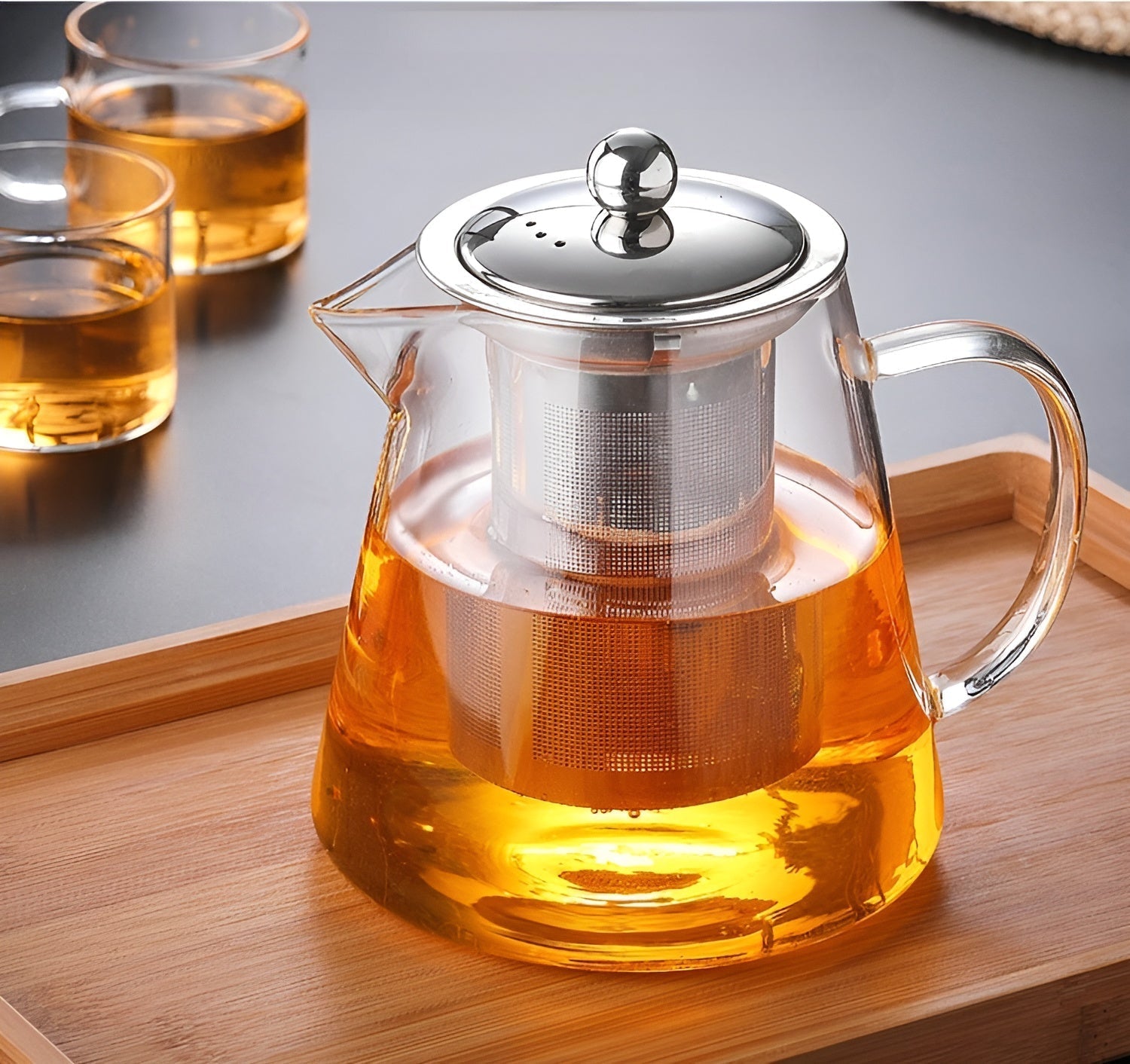 TeaLuxe | Teekanne | Mundgeblasenes Glas | Edelstahlfilter & Hitzebeständig