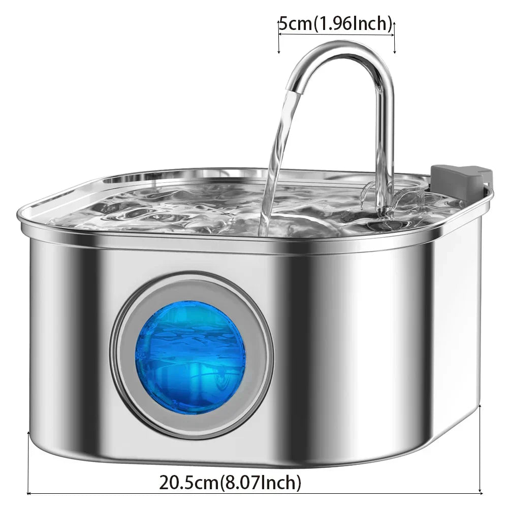 Aquaelix Trinkbrunnen Katze | Edelstahl & Hygienisch | Leise Pumpe | 2,5 L Volumen | Für Gesunde Hydration