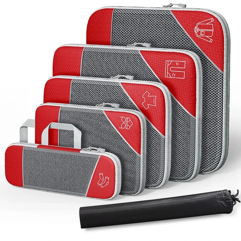 PackMate | Reise Organizer Set | Komprimierbar und Wasserabweisend | 6-teilig