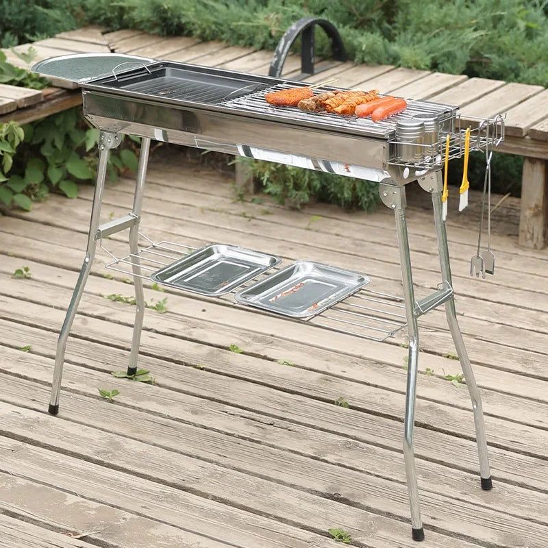 GrillFlex | Klappbar & Edelstahl | Holzkohlegrill für Garten & Camping