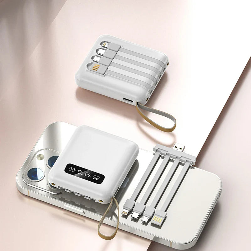 PowerLite ChargeHub | Kompakte Powerbank | Integrierte Kabel & LED-Anzeige | 20.000mAh